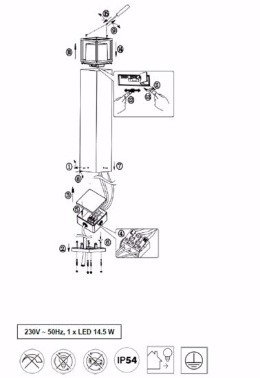 Lampioncino da giardino moderno antracite led 14w cct