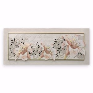 Quadro con fiori per salone 155x65 design moderno oro