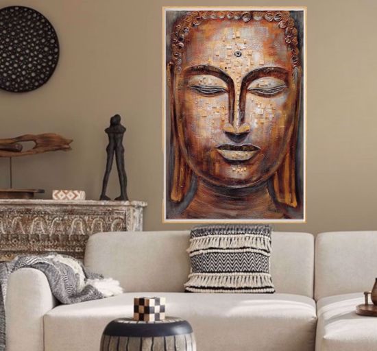 Quadro buddha 122x82 cornice oro decorato orientale