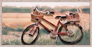 Quadro dipinto a mano su tela la bicicletta 125x65 con cornice