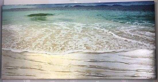 Quadro battigia spiaggia decorato a rilievo 120x60 per soggiorno casa mare