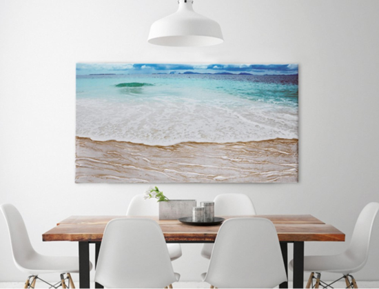 Quadro battigia spiaggia decorato a rilievo 120x60 per soggiorno casa mare