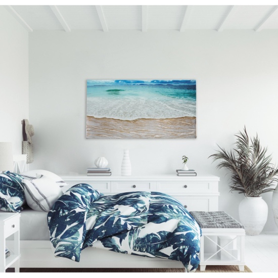 Quadro battigia spiaggia decorato a rilievo 120x60 per soggiorno casa mare