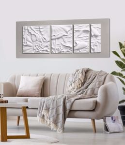 Quadro japan ceramica bianca tela grigio carpe koi per soggiorno