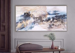 Quadro astratto moderno 150x70 infinito cornice oro per soggiorno