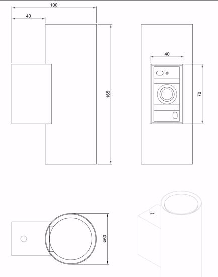 Applique cilindro da parete foglia oro per interni