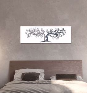 Capezzale quadro albero della vita blu grigio famiglia 50x150