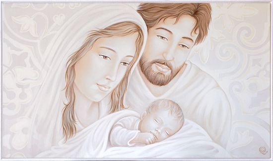 Capoletto classico capezzale sacra famiglia 122x72 quadro per camera da letto