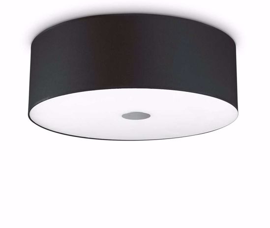 Ideal lux woody pl4 plafoniera moderna nera diffusore in tessuto tonda