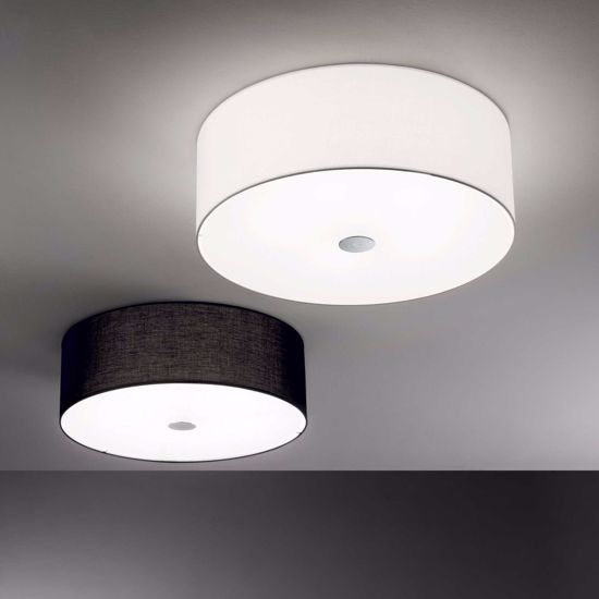 Ideal lux woody pl4 plafoniera moderna nera diffusore in tessuto tonda