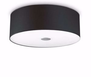 Plafoniera moderna woody pl5 ideal lux tonda tessuto nero