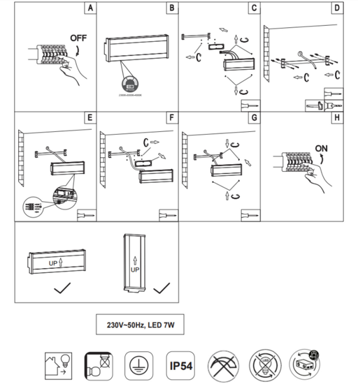 Applique da esterno  7w tricolor rettangolare antracite ip54