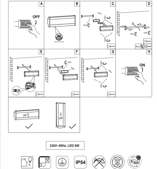 Applique da esterno antracite  8w tricolor rettangolare ip54