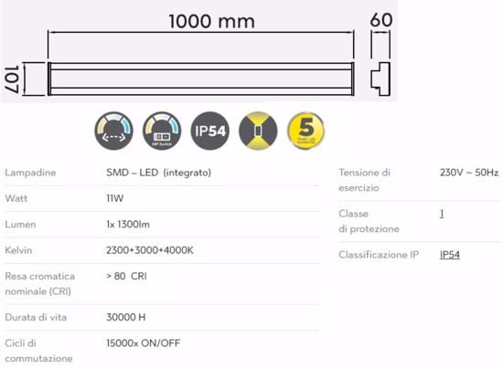 Grande applique rettangolare da esterno  11w tricolor antracite ip54