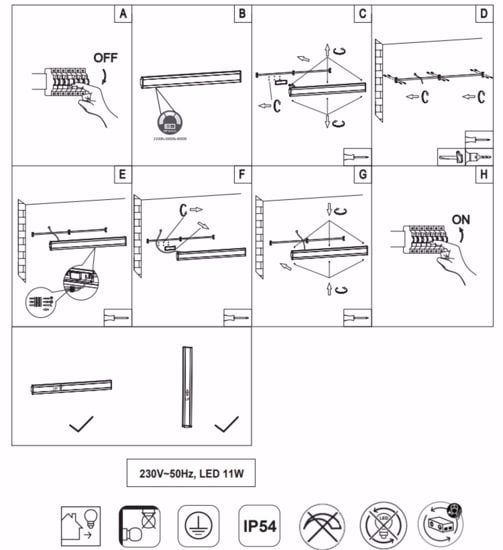 Grande applique rettangolare da esterno  11w tricolor antracite ip54