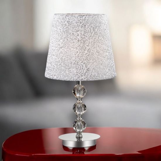 Le roy tl1 big lampada da tavolo per salotto paralume glitter argento ideal lux