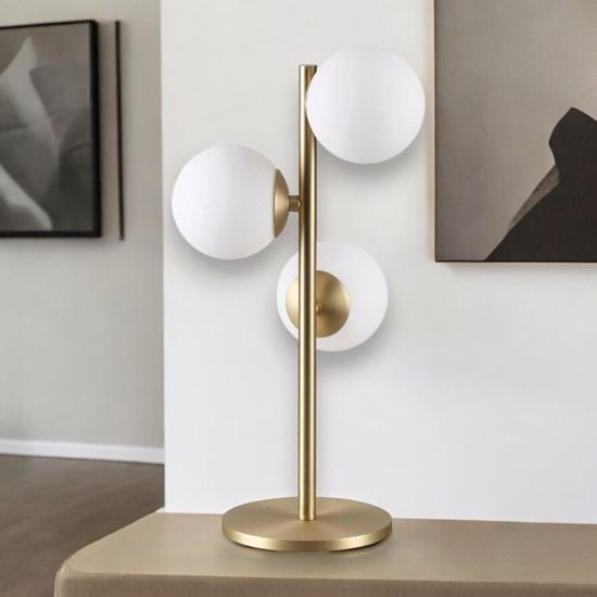 Perlage tl3 ideal lux lampada da tavolo tre luci metallo ottone per soggiorno