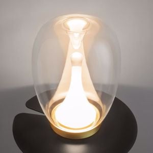 Lampada da tavolo vetro e oro design moderno led 15w 3000k