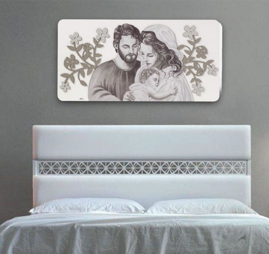 Capezzale bianco tortora grigio sacra famiglia moderna 120x60