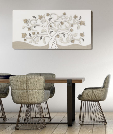 Quadro di legno albero della vita 119x59 moderno bianco rovere