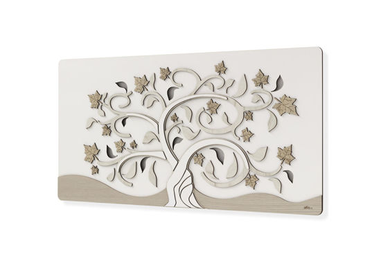 Quadro di legno albero della vita 119x59 moderno bianco rovere