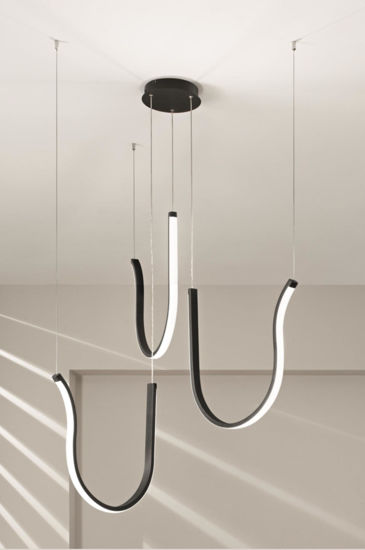 Ondaluce lampadario design moderno arqua nero led 103w 3000k dimmerabile