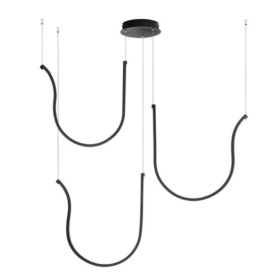 Ondaluce lampadario design moderno arqua nero led 103w 3000k dimmerabile