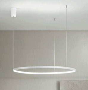 Ondaluce lampadario moderno soel anello bianco 100cm led 47w cct dimmerabile