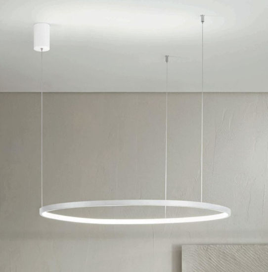 Ondaluce lampadario moderno soel anello bianco 100cm led 47w cct dimmerabile