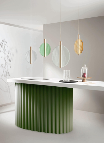 Lampadario da cucina juis ondaluce vetro verde dettagli oro led 20w 3000k