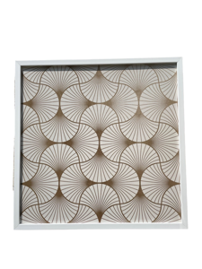 Quadro astratto 53x53 linee oro con cornice bianca design moderno