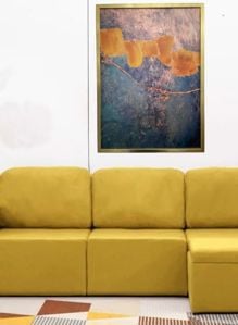 Quadro canvas astratto verticale 53x73 cornice oro lucido design moderno