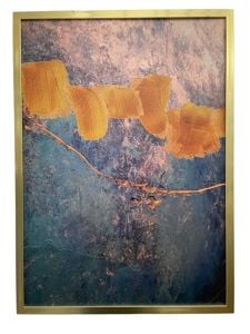 Quadro canvas astratto verticale 53x73 cornice oro lucido design moderno