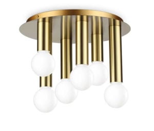 Petit pl6 ideal lux grande plafoniera moderna ottone sei luci cilindriche