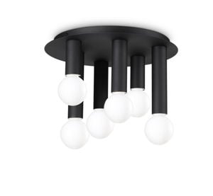 Petit pl6 ideal lux plafoniera moderna nera sei luci per interno