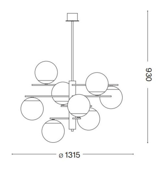 Ideal lux gourmet pl9 grande lampadario particolare 9 luci sfere vetro bianco