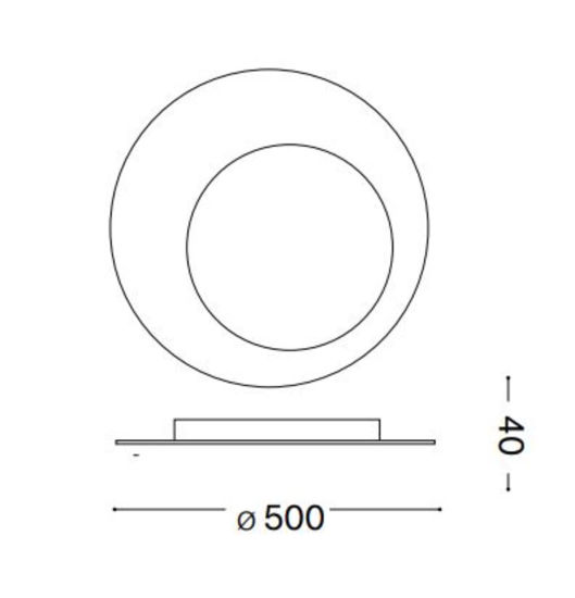 Ideal lux iride pl d50 plafoniera led 3000k nera sottile