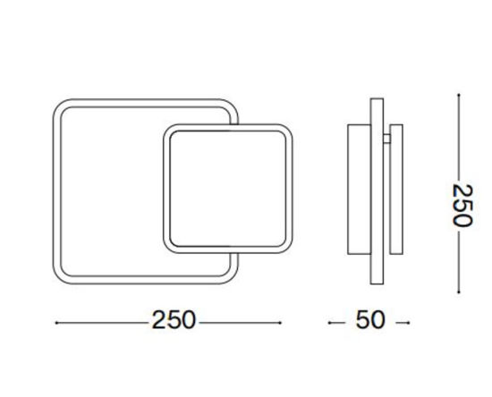 Pouche ap square ideal lux applique led 14w 3000k bianco