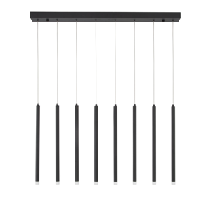 Lampadario led nero 8 luci cilindri a sospensione 21w 3000k