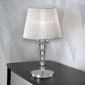 Pegaso tl1 big ideal lux lampada da tavolo contemporanea cristallo paralume organza