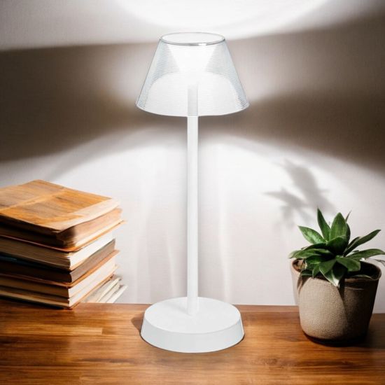 Lolita tl lampada da tavolo portatile bianca ip54 led 3000k senza fili ideal lux