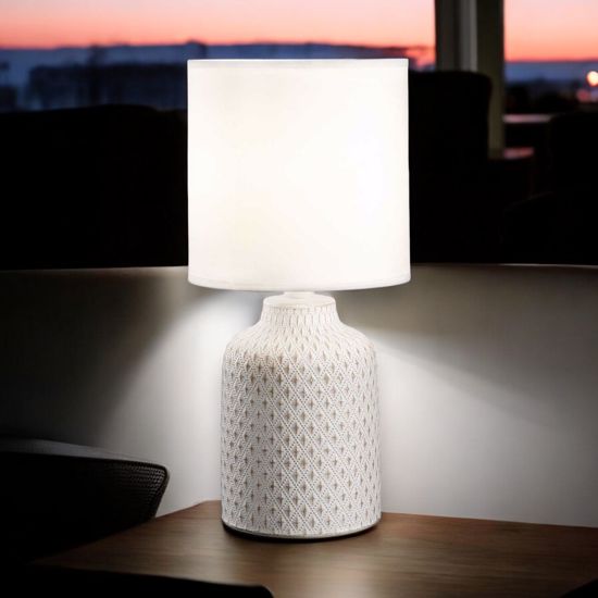 Kali&apos;-3 tl1 ideal lux lampada da tavolo in ceramica decorata paralume tessuto