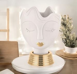 Scultura vaso testa donna grande bianco bongelli preziosi