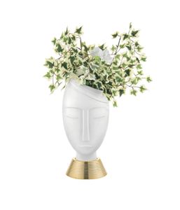 Scultura da tavolo moderna viso 45cm marmorino design bianco oro