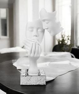 Bongelli preziosi scultura moderna volti face bianco argento