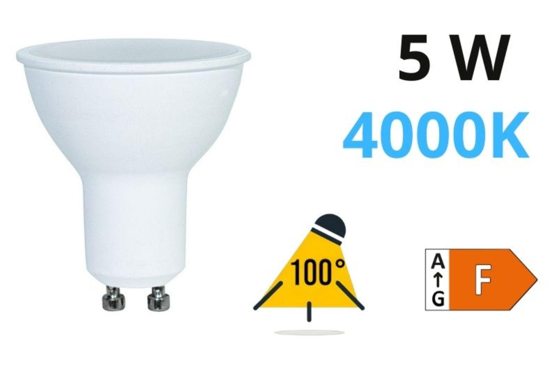 Lampadina led gu10 5w 4000k 440lm ottica 100&deg; life