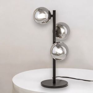 Ideal lux perlage tl3 lampada da tavolo tre luci sfere fume&apos; metallo nero