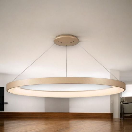 Lampadario led moderno anello dorato 66w da 2700k a 5000k dimmerabile