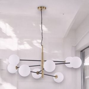 Lampadario dorato particolare moderno nero per soggiorno sfere vetro