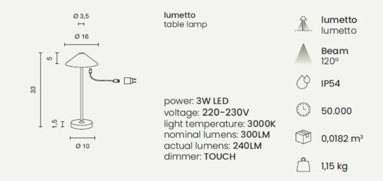 Lampada salvia da tavolo senza fili led 3w 3000k moon ondaluce